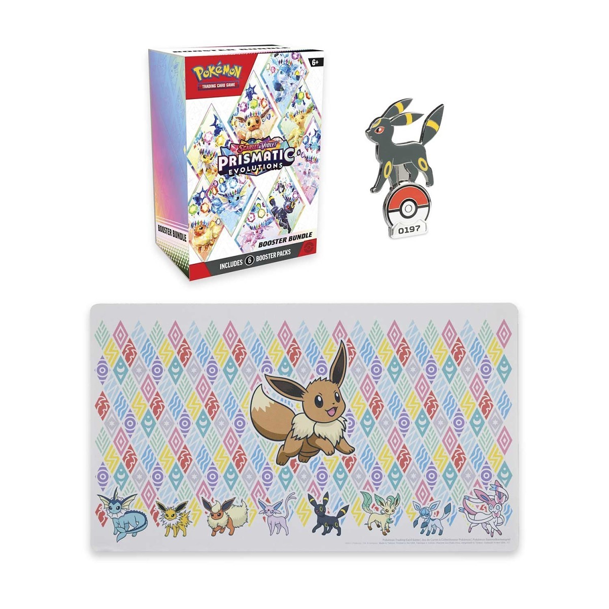 Prismatic Evolutions Booster Packs, Umbreon Pin & Playmat Bundle