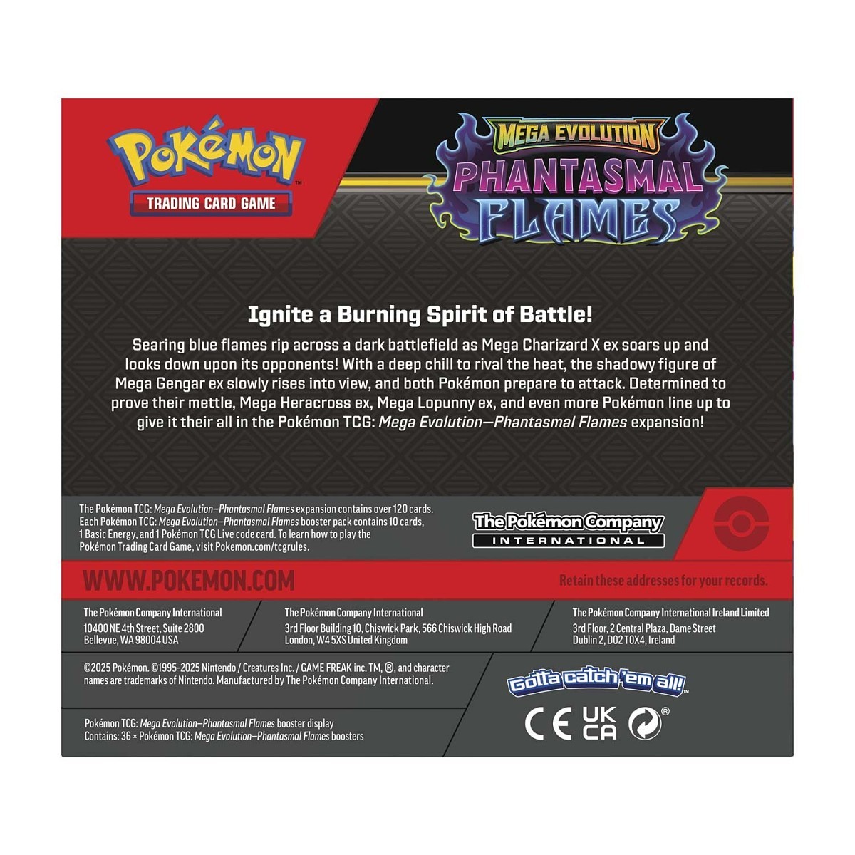 Pokémon TCG: Mega Evolution-Phantasmal Flames Booster Display Box (36 Packs)