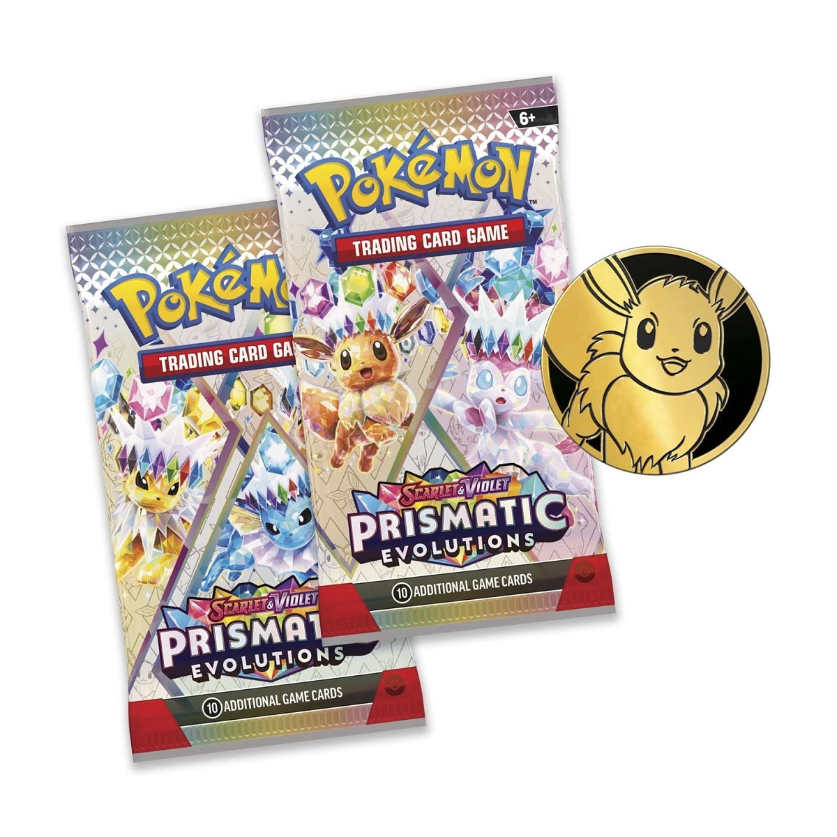Pokémon TCG: Scarlet & Violet-Prismatic Evolutions Eevee Card, Coin & 2 Booster Packs