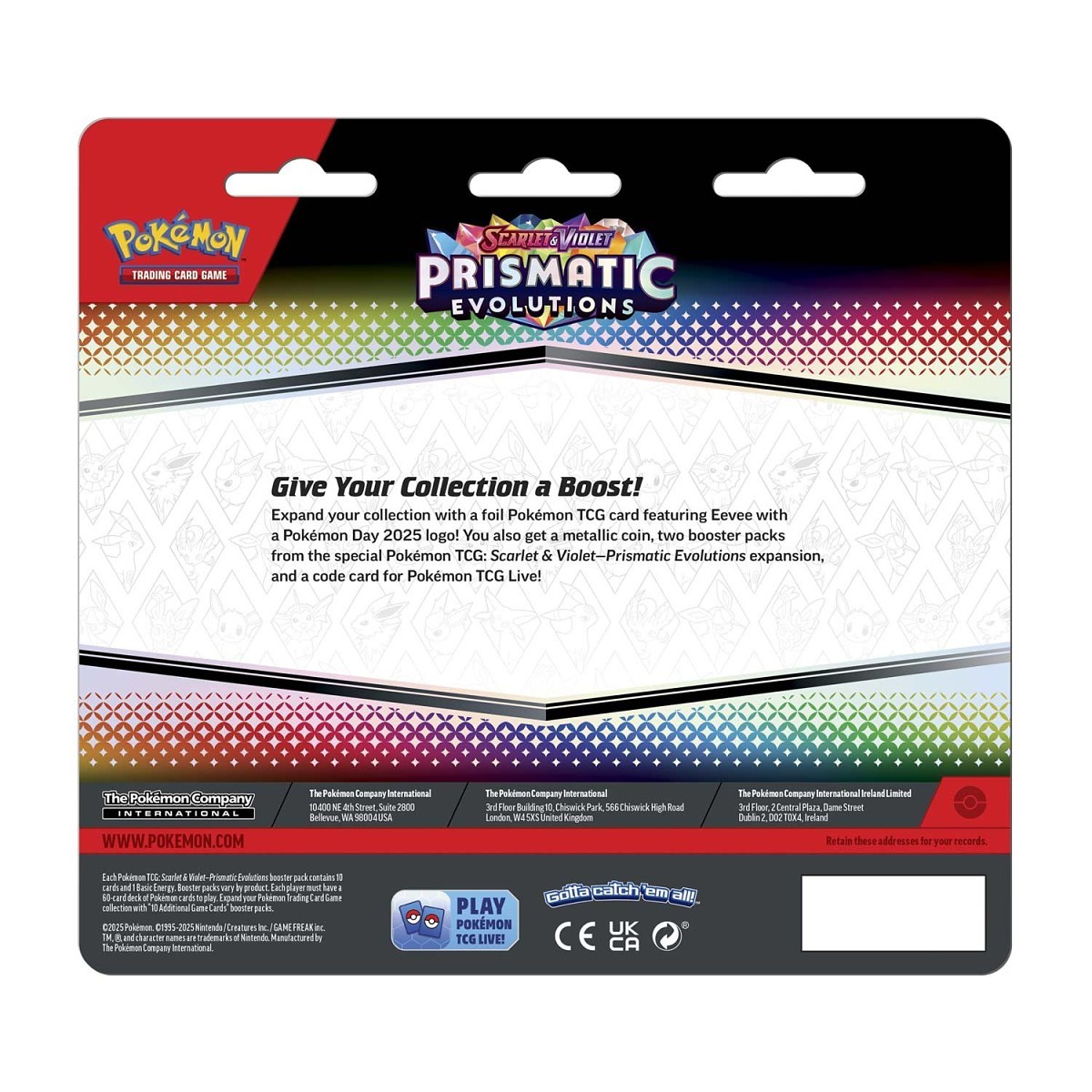 Pokémon TCG: Scarlet & Violet-Prismatic Evolutions Eevee Card, Coin & 2 Booster Packs